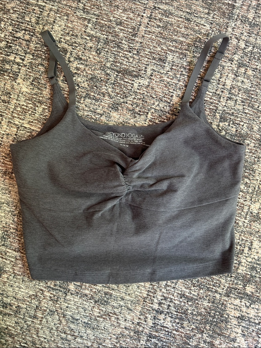Beyond Yoga Ruched Front Ballet Bra Tank M Graphite Grey Comfy Stretch Tank